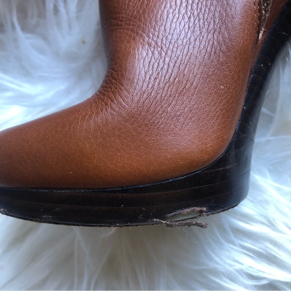 Rachel Zoe Chloe Luggage Leather Platform Boots 6 - Picture 8 of 15